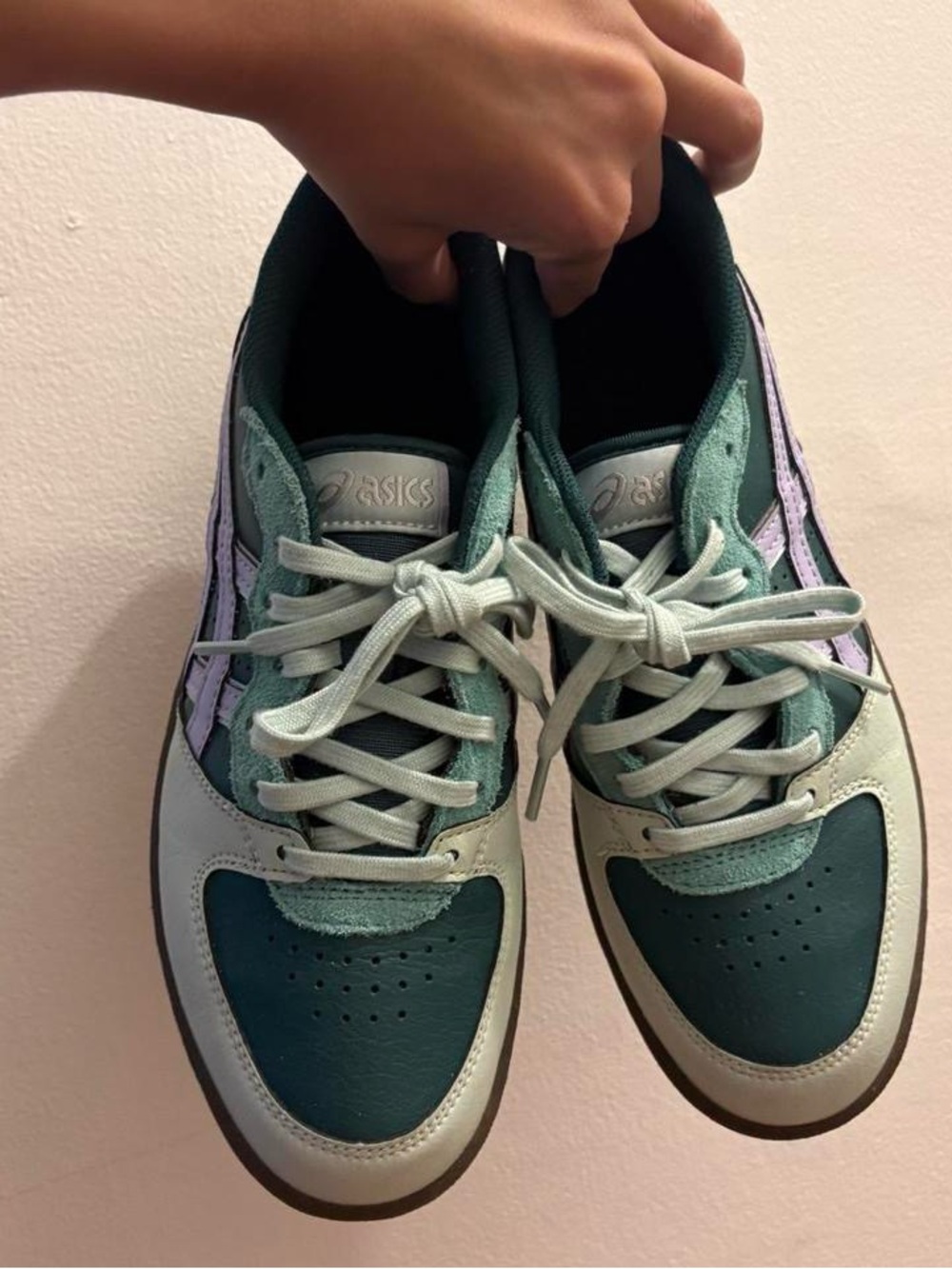 Asics Skyhand Low-Top Sneakers in Mint, Dark Green & Lavender Accents - Picture 4 of 5
